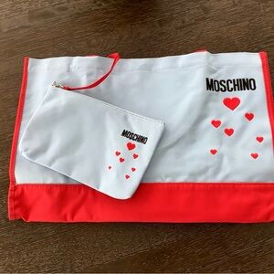 Moschino blue and Red Heart Pouch Duo